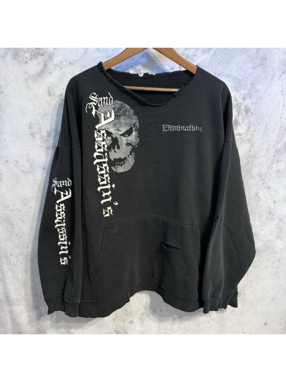 Sand Assassins Skull Sweatshirt Mens Black Distressed MX Racing Offroad
